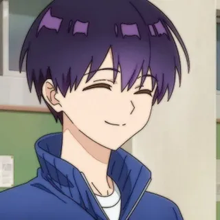 🍪 bb683d54 Anime, Personage, Jongen, paars haar, glimlach telegram sticker