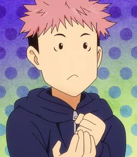 🕸 4a244fd7 动漫, 卡通, 角色, 男孩, 帽衫, 表情 whatsapp sticker