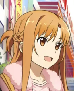 😍 1e6b167f Asuna Yuuki Sword Art Online Anime, Cartoon, Mädchen, lächelnd, braune Haare telegram sticker