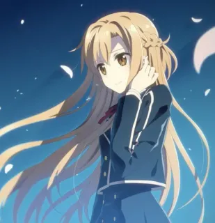 😍 41d011bc Asuna Yuuki Sword Art Online Anime, blond, Schuluniform, weiblich, Charakter, Asuna, Sword Art Online telegram sticker