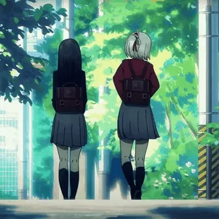 💕 3b049a98 Anime, Schulmädchen, Rückenansicht, Schüler, Uniform, Freundschaft telegram sticker