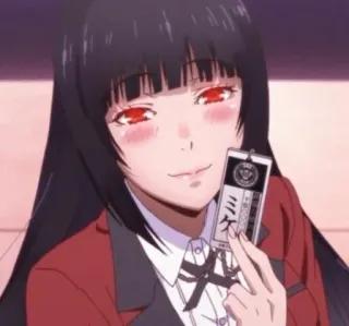 👅 15ca042d Yumeko Jabami Kakegurui อนิเมะ, ผู้หญิง, ตาสีแดง, ผมสีดำ, Kakegurui, Yumeko Jabami telegram sticker