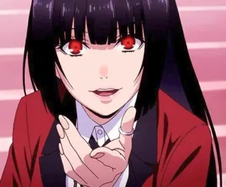 👅 81b5c799 Yumeko Jabami Kakegurui อนิเมะ, ผู้หญิง, ตาสีแดง, ผมสีดำ, Kakegurui, Yumeko Jabami telegram sticker