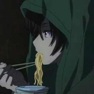 ✨ 78531803 애니메이션, 국수, 먹기, 후드티, 매력적인, 귀여운 telegram sticker