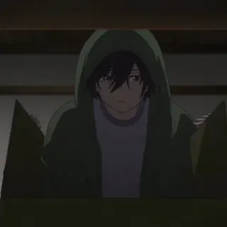 🪐 b0939dd1 Аниме, Парень, Худи, Грустный, Одинокий whatsapp sticker