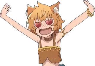 😍 3cdb8fbc telinga kucing, gaya anime, mata hati, kartun, tersenyum telegram sticker