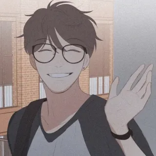 💱 413d95a5 kreskówka, okulary, uśmiechnięty, machający, męski, postać telegram sticker