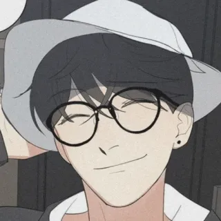 💱 6d6d0901 osoba, mężczyzna, okulary, kapelusz, uśmiechnięty, animacja telegram sticker