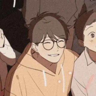 💱 715629ea Anime, Kreskówka, Postać, Uśmiechnięty, Okulary, Bluza z kapturem telegram sticker