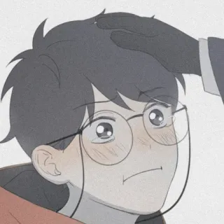 💱 7c1a1d8c Anime, Kreskówka, Okulary, Poklepanie, Klepanie po głowie, Uczucie, Słodkie telegram sticker