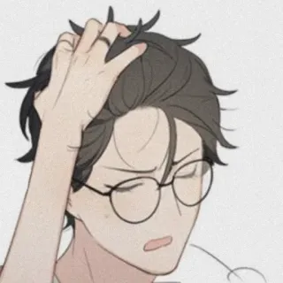 💱 83dd0976 kreskówka, postać, mężczyzna, okulary, myślenie telegram sticker