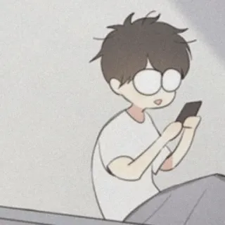 💱 e020c804 kreskówka, chłopak, telefon, animacja, okulary telegram sticker