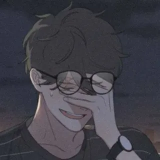 🧸 127a2cd5 płacz, smutny, anime, mężczyzna, emocjonalny, łzy, okulary telegram sticker