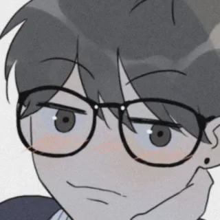 🧸 335c2880 Anime, Chłopak, Okulary, Kreskówka, Postać, Uśmieszek telegram sticker