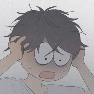 🧸 4cb66eb6 chłopak anime, zmartwiony, zestresowany, zaniepokojony, kreskówka, emocjonalny telegram sticker