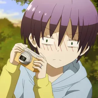 🍁 c2c6dea1 animé, appareil photo, garçon, cheveux violets telegram sticker