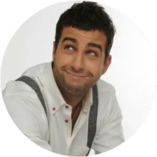 😏 5efc7c2b mężczyzna, portret, osoba, szczęśliwy, szelki, biała koszula telegram sticker