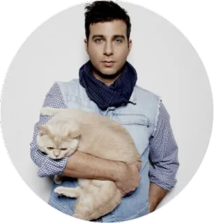 🐈 99965e00 mężczyzna, kot, zwierzę, szalik, portret telegram sticker