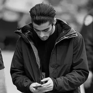 🖇 70da5b7c man, portrait, phone, jacket, person, black and white telegram sticker