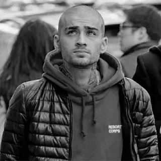 🖇 a8fae1c4 RESORT CORPS man, portrait, jacket, hoodie, black and white telegram sticker