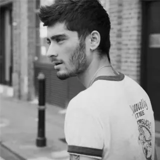 🖇 ab1d1b30 Naturally THE slide man, portrait, black and white, t-shirt, street, zayn malik telegram sticker