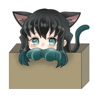 ❄️ 3da0e645 动漫, 猫, 可爱, 卡哇伊, 小猫, 盒子 telegram sticker