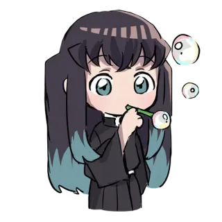 ❄️ 46e1cf92 Muichiro Tokito Demon Slayer 动漫, 鬼灭之刃, 时透无一郎, Q版, 气泡, 卡通 telegram sticker