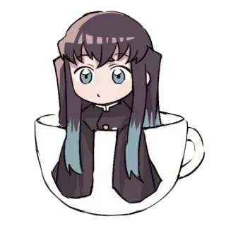 🌀 70b1540a Muichiro Tokito Demon Slayer 动漫, 漫画, 鬼灭之刃, Q版, 可爱, 卡哇伊, 角色, 时透无一郎, 柱, 杯子 telegram sticker