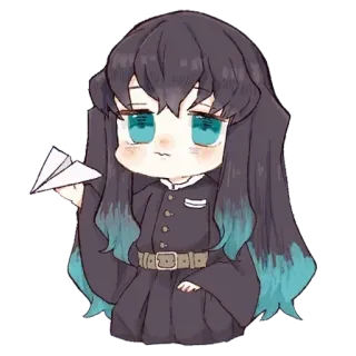 🌀 cb2d6593 Muichiro Tokito Demon Slayer 动漫, 鬼灭之刃, 时透无一郎, Q版, 纸飞机 telegram sticker