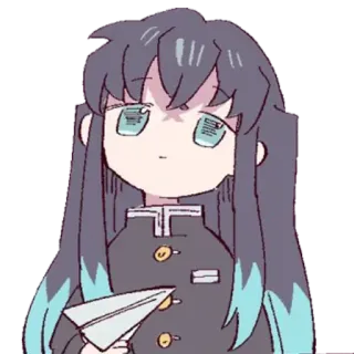 ❄️ dea6e2a9 Muichiro Tokito Demon Slayer 动漫, 鬼灭之刃, 时透无一郎, 纸飞机, 可爱, Q版 telegram sticker