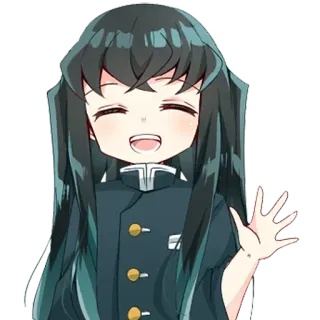 🌀 eb6cce23 Muichiro Tokito Demon Slayer 动漫, 鬼灭之刃, 时透无一郎, Q版, 波浪, 可爱 telegram sticker