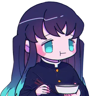 ❄️ fb757def Muichiro Tokito Demon Slayer 动漫, Q版, 鬼灭之刃, 时透无一郎, 吃, 可爱 telegram sticker