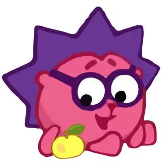 😀 d477a750 dibujo animado, pegatina, manzana, gafas, rosa telegram sticker