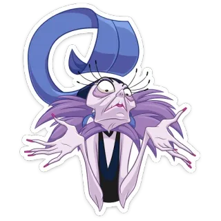 🤷‍♂ 1ca7fe47 Yzma The Emperor's New Groove Disney, злодей, Изма, мультфильм, персонаж whatsapp sticker