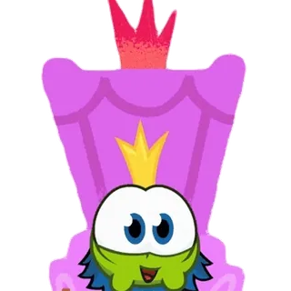 🔔 439cd30b Om Nom Cut the Rope om nom, cut the rope, monster, cartoon, snoep, schattig, spel, kroon, koning whatsapp sticker