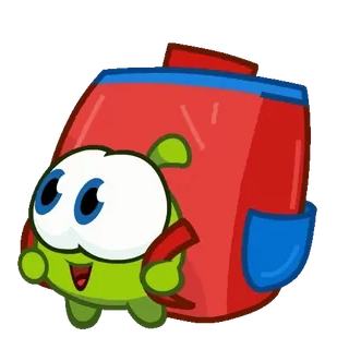 🏕 7b999fa5 Om Nom Cut the Rope Om Nom, Cut the Rope, groen monster, cartoon, schattig, rugzak, mobiel spel whatsapp sticker