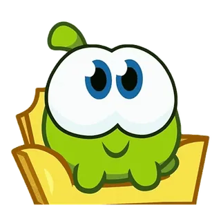 🥹 96f0ca24 Om Nom Cut the Rope Om Nom, Cut the Rope, cartoon, groen, personage, spel, schattig whatsapp sticker