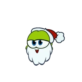 😝 a32ff067 Om Nom Cut the Rope Om Nom, Cut the Rope, Kerstmis, Kerstmuts, Cartoonfiguur, Groen monster, Schattig whatsapp sticker