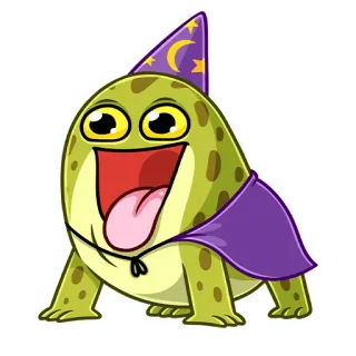 😛 6d16ee8a Frosch, Zauberer, Cartoon, Magie, Tier, süß telegram sticker