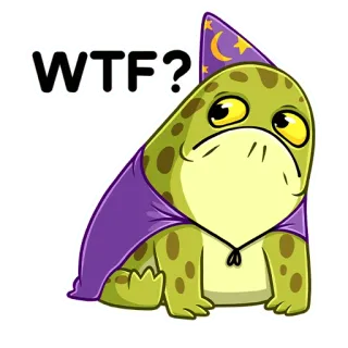 ☹️ 875358e0 WTF? Frosch, Zauberer, verärgert, Sticker, Cartoon, verwirrt, wtf telegram sticker