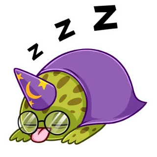 😴 a2a83ab3 ZZZ Schildkröte, schlafend, Zauberer, Cartoon, Brille, süß, schläfrig, zzz telegram sticker