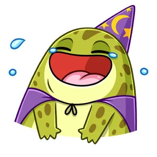 😃 b2f51b6b Frosch, Zauberer, Magie, lachend, glücklich, Cartoon, Sticker telegram sticker