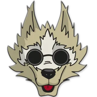 😎 1897c35e loup, animal, lunettes de soleil, chien, dessin animé, autocollant whatsapp sticker