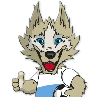 👍 427ad076 Zabivaka loup, mascotte, football, sport, mignon, animal whatsapp sticker