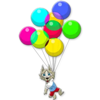 🎈 576fb3bf animal, loup, ballons, volant, dessin animé, mignon whatsapp sticker