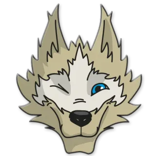 😉 5c79501f loup, dessin animé, animal, chien, mascotte, poilu, mignon whatsapp sticker