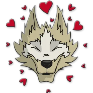 😍 ad8a2a5b loup, coeurs, animal, mignon, amour, autocollant whatsapp sticker
