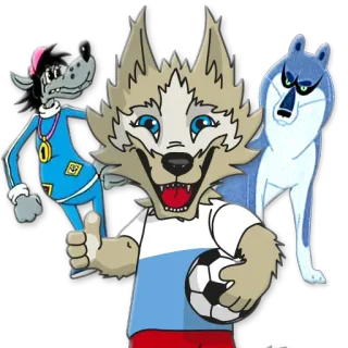 🍻 b2263696 loup, football, dessin animé, mascotte, animal, sport whatsapp sticker