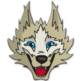 😆 cb20bb86 loup, animal, tête, dessin animé, autocollant whatsapp sticker