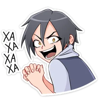 😈 404e00b6 XA
XA
XA
XA anime, zły, śmiejący się, knujący, kreskówka, uśmiechnięty złośliwie telegram sticker